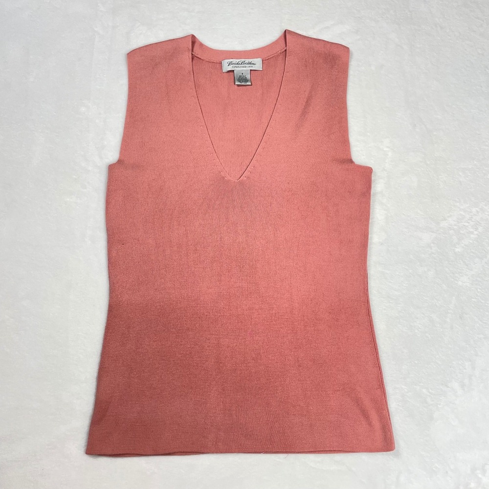 Brooks Brothers Sweater Silk Womens Small Pink Excellent V-Neck Sleeveless Shell